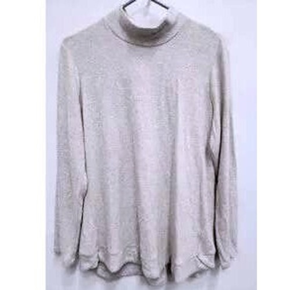 Susan Graver Lifestyle Top Womens Petite Medium Tan Mock Neck Soft Knit Top